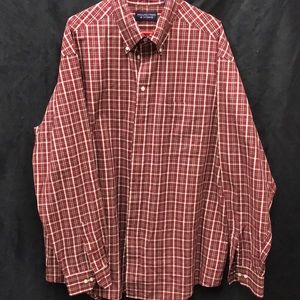Men’s long sleeve red plaid dress shirt 2XLT